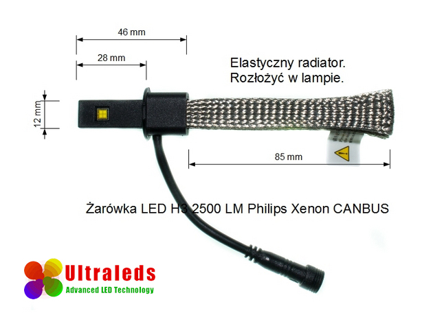 Żarówka zestaw LED H3 5000LM Philips Xenon CANBUS